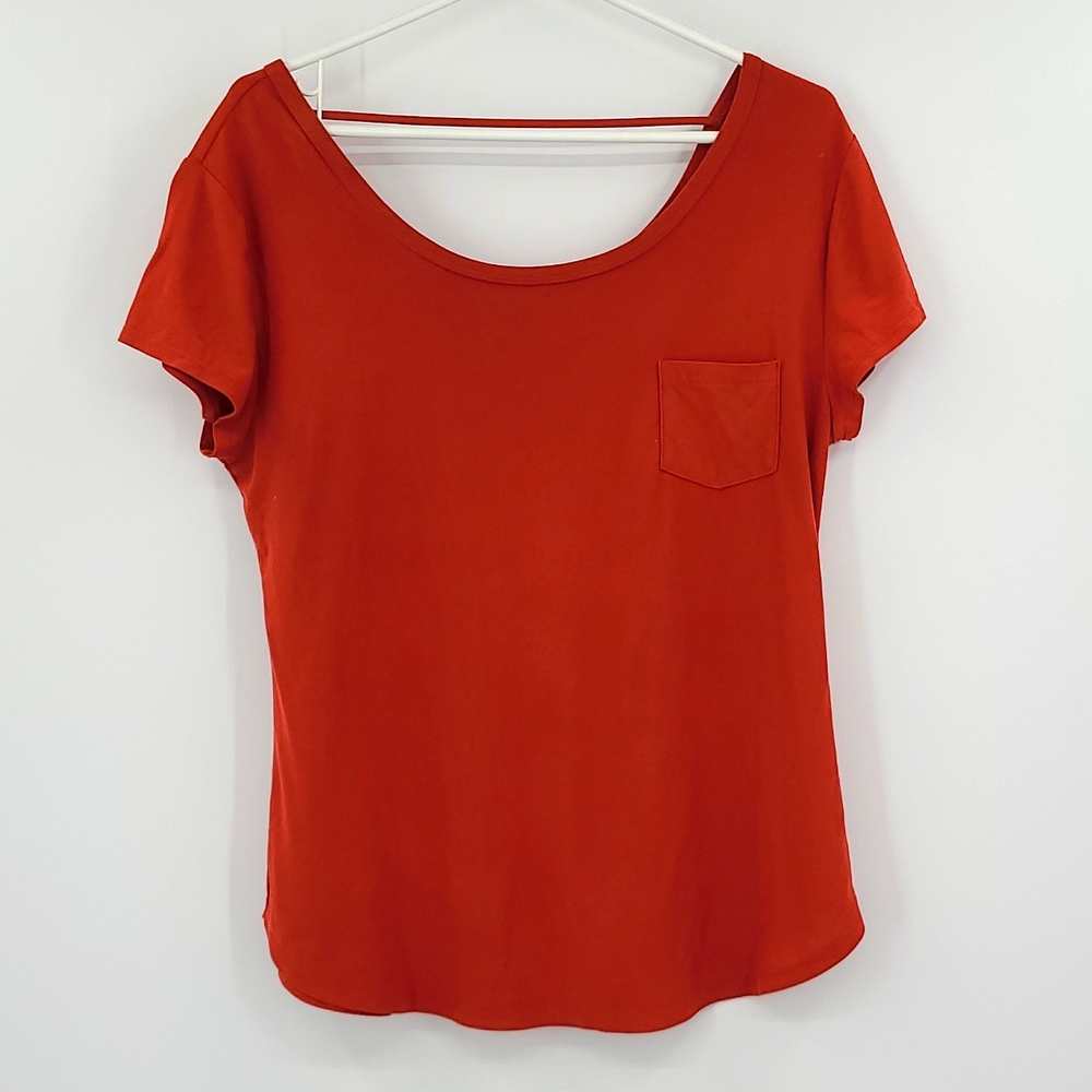 No boundaries XL 15-17 rust Orange wide neck short sleeve shirt blouse fall cute